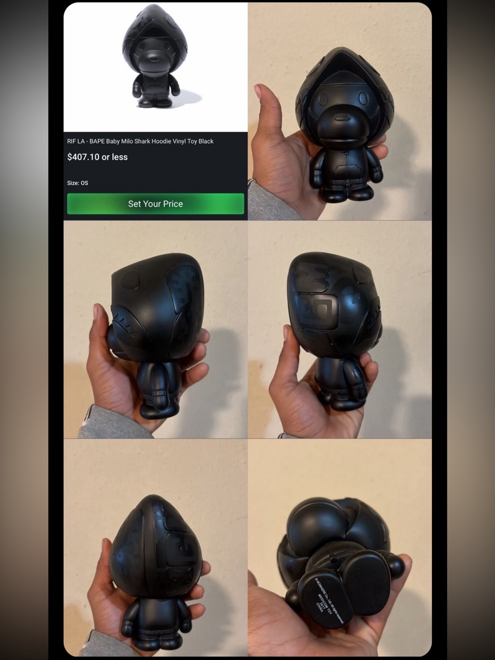 Bape Black Baby Milo Shark Hoodie Vinyl Figure